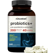 NatureBell Probiotics 200 Billion CFU Per Serving 240 Veggie Capsules -523309308