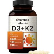 NatureBell Vitamin D3 5000 K2 MK7 Virgin Coconut Oil 240 Softgels -522734548
