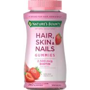 Nature’s Bounty Hair Skin and Nails With Biotin Multivitamin Supplement Strawberry 2500 mcg 140 Gummies