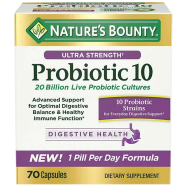 Nature's Bounty Ultra Strength Probiotic 10, Support for Digestive, Immune and Upper Respiratory Health, 70 Counts