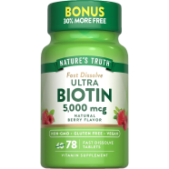 Nature’s Truth Ultra Biotin 5,000mcg Natural Berry Flavor Fast Dissolve 78 Tablets