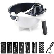 New 9 in 1 Multifunction Magic Rotate Vegetable Cutter with Drain Basket Large Capacity Vegetables Chopper Veggie Shredder Grater Portable Slicer Kitchen Tool with 8 Dicing Blades 