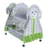 New Born Baby Swing Cradle Bed with Mosquito Net Canopy 2 in 1 Infant Crib can be Convert to Carrying Basket and Wheel Bassinet