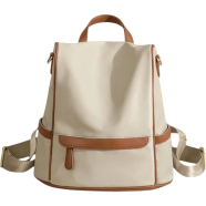 New Design Women Backpack Nylon Waterproof Anti-Theft Travel Bagpack Apricot