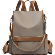 New Design Women Backpack Nylon Waterproof Anti-Theft Travel Bagpack Coffee