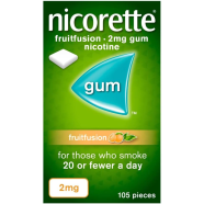 Nicorette FruitFusion 2mg Nicotine Gum 105 Pcs (Stop Smoking Aid)