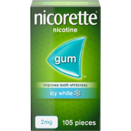 Nicorette Icy White Whitening Gum 2mg 105 Pcs (Stop Smoking Aid)
