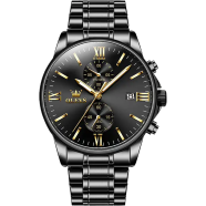 OLEVS 2886 New Black Quartz Watch for Men Stainless Steel Watchband Auto Date Chronograph Waterproof Luminous Business Men Wristwatch