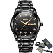 OLEVS Heavy Stainless Steel Men Watches Date and Week Quartz Men's Wristwatches Waterproof Luminous - (8691)