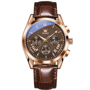 OLEVS Latest Model Leather Strap Fashion Watch For Men image