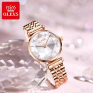 OLEVS luxurious stainless steel diamond shape watch waterproof for womens - 6642