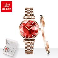 OLEVS luxurious stainless steel diamond shape watch waterproof for womens