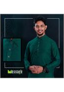 Ocean Green TENCEL Fabric with Hand Craft Panjabi - S (chest-40,length 41)