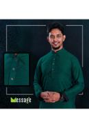 Ocean Green TENCEL Fabric with Hand Craft Panjabi - XL (chest-46, length 44) 