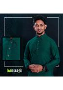 Ocean Green TENCEL Fabric with Hand Craft Panjabi - M (chest-42, length 41)