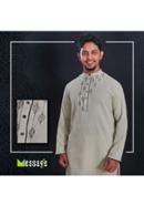 Off White Soft Cotton with Aesthetic Hand Craft Panjabi - L (chest-44, length 42)