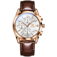 Olevs quartz wrist waterproof leather watch image