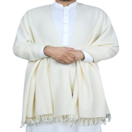 One Colour Woolen Shawl Or Chador For Men and Women - White