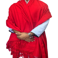 One Colour Woolen Shawl Or Chador For Men and Women - Red