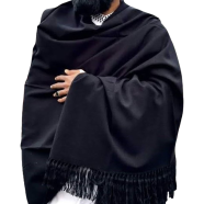 One Colour Woolen Shawl Or Chador For Men and Women- Black icon