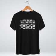 One Ummah BD 'Stop saying I'll start pray tomorrow' Design Classic Round Neck Half Sleeve T-shirt for Men - CMTHC-CAD113