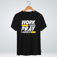 One Ummah BD 'Work hard pray harder' Design Classic Round Neck Half Sleeve T-shirt for Men - (CMTHC-CAD105)
