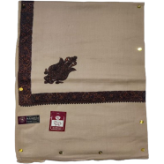 Original Kashmiri Pashmina Pure Wool Gents, Men Shawl in Medium Border - Khaki