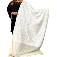 Original Kashmiri Poshmina Shawl For Women (White)