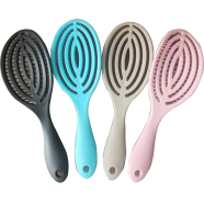 Oval Mosquito-repellent Incense Hollow Fluffy Head Massage Hairdressing Comb Wet and Dry Hair Shampoo Violet Comb -1pcs
