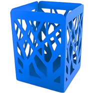 PH Metal PH Blue Intricate Cutout Square Pen Holder