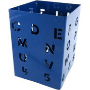 PH Metal PH Blue Letter and Number Cutout Square Pen Holder