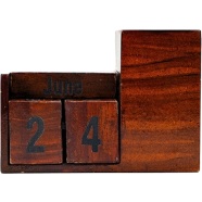 PH Wood Desk Organizer with Date Display and Pen Holder