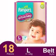 Pampers Active Belt System Baby Diapers (L size) (9-14 kg ) (18Pcs) - PM0118