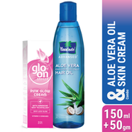 Parachute Hair Oil Advansed Aloe Vera Enriched Coconut 150ml And Glo On Pink Glow Cream 50gm Combo