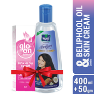 Parachute Hair Oil Advansed Beliphool 400ml and Glo-On Pink Glow Cream 50gm Combo