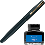 Parker Frontier Matte Black Fountain Pen Plus Quink Ink Bottle icon