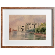 Parliament Bhaban Watercolor - (20x14)inches