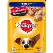 Pedigree Pouch Adult Dog Food With Chicken and liver Chunks In Gravy 70 gm