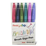 Pentel Brush Sign Pen 6 Colors Set - SES15C-6ST