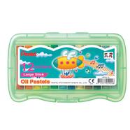 Pentel Large Stick Oil Pastel 12 Colors Set - Green Plastic CASE image