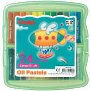Pentel Large Stick Oil Pastel 24 Colors Set - Green Plastic Case - GHTP-24E