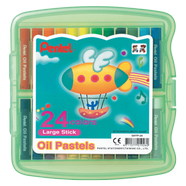 Pentel Large Stick Oil Pastel 24 Colors Set - Green Plastic Case image