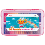 Pentel Large Stick Oil Pastel 36 Colors Set - Pink Plastic CASE - GHTP-36PE