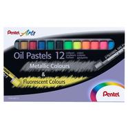 Pentel Oil Pastel Metallic And Fluorescent 12 Color Set - PHN-MF12