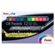 Pentel Oil Pastel Metallic And Fluorescent 12 Color Set - PHN-MF12