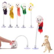 Pet Cat Toys Cartoon Rat Toys Feather Sticks with Bells Mini Cat Catcher Teaser Interactive Cat Toys