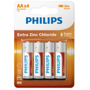 Philips R6L4B/70 AA Extra Zinc Chloride Battery Bundle of 4 Pcs