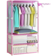 Portable Garment Rack with Shelves A Multi-Layer Clothes Organizer with Hanging Rail icon