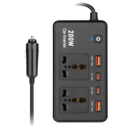 Power Inverter Car Adapter From 12v To 220v Electric Devices for Car 200W USB Type C Universal Voltage Converter image