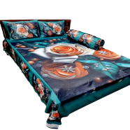 Premium King Size 3D Design Bed Sheet With 2 Pillow Cover And 1 Side Pillow Cover